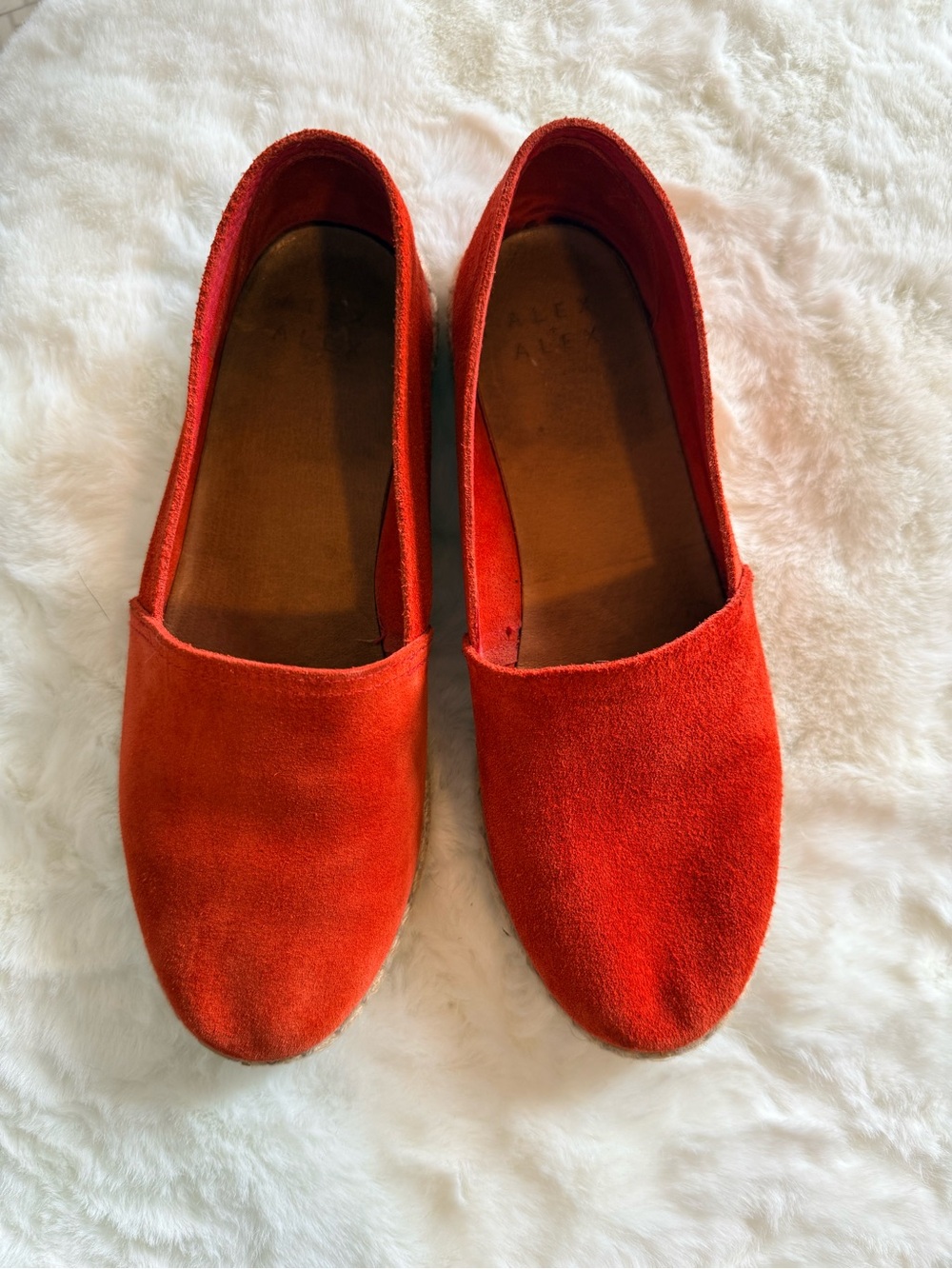 Alex + Alex Red Suede Espadrille Slip on Shoes With Jute Bottom Size 38 Us 7.5